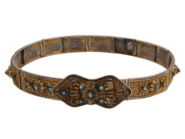 A GILT-SILVER RUSSIAN OR CAUCASIAN CEREMONIAL BELT, C. 1900