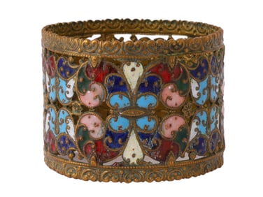 A RUSSIAN CLOISONNE ENAMEL NAPKIN RING, 19TH CEN.