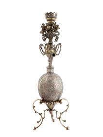 A SCALE TURKISH HOOKA BASE, SILVER 19 CEN.