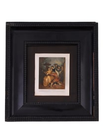 A FINE ENGRAVED STEEL PLAQUE AFTER ANTOINE WATTEAU (1684-1721) 'LE CONTEUR'