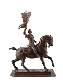 A FRENCH BRONZE OF MOUNTED JOAN OF ARC, 19TH CEN.