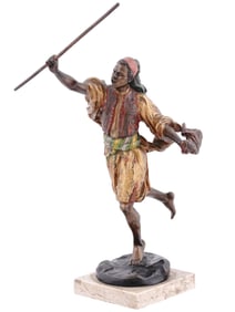 A LARGE VIENNA COLDPAINTED BRONZE, NUBIAN MAN, IN THE STYLE OF BERGMANN, AUSTRIA, C. 1900