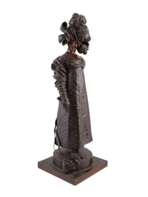 A LARGE BRONZE 'WOMAN IN A FEATHER HAT', GEORGES VAN DER STRAETEN, 19TH CEN.