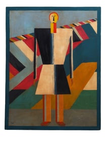 A RUSSIAN AVANT-GARDE OIL ON BOARD PAINTING AFTER KAZIMIR MALEVICH