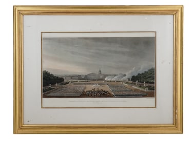 AN 1815 FRAMED NAPOLEONIC AQUATINT, ALLIED ARMIES OCCUPY PARIS 1814