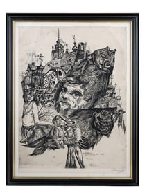 A V KALININ INK ON PAPER DRAWING, RUSSIAN
