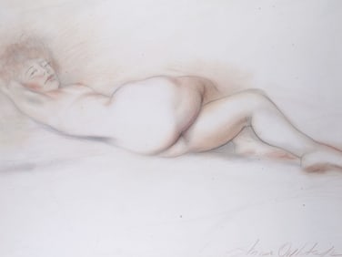 A SHIMON OKSHTEYN PASTEL AND PENCIL ON PAPER NUDE PAINTING, RUSSIAN