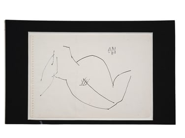 AN ANATOLY ZVEREV NUDE INK ON PAPER DRAWING, RUSSIAN, 1966