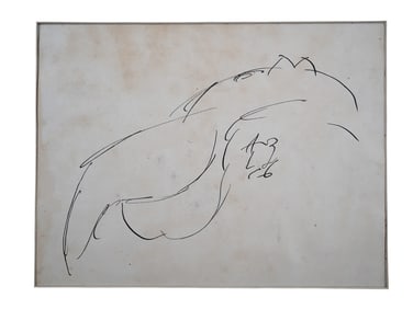 AN ANATOLY ZVEREV (RUSSIAN) FEMALE NUDE, 1966 INK DRAWING