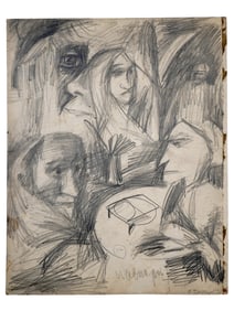 A VLADIMIR PIATNITSKY GRAPHITE ON PAPERBOARD DRAWING, CA. 1970
