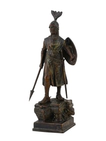 A BRONZE SCULPTURE OF A HUNGARIAN WARRIOR BY ANDOR RUFF, 20 C.