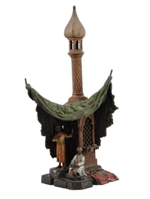 A FRANZ BERGMAN COLD-PAINTED BRONZE MINARET LAMP, VIENNA, CA. 1900