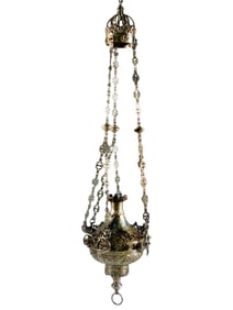 A LARGE IRISH SILVER CATHOLIC CHURCH LAMP, 1911, JOHN SMITH & SONS