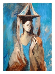 A MIX MEDIA PAINTING OF A LADY ATTRIBUTED TO ARUP DAS