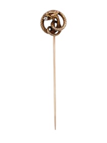A RUSSIAN IMPERIAL GOLD TIE PIN WITH DIAMOND BY AUGUST HALLMING, FABERGE