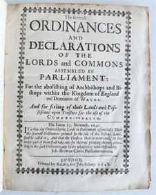 1648 ORDINANCES OF THE LORDS & COMMONS IN PARLIAMENT ANTIQUE IN ENGLISH