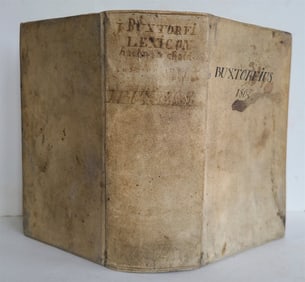 1710 LEXICON HEBRAICUM & CHALDAICUM BY BUXTORF ANTIQUE VELLUM BINDING