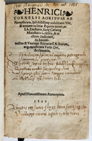 1531 TREATISE BY GERMAN ALCHEMIST & CABBALIST AGRIPPA OF NETTESHEIM OCCULT MAGIC