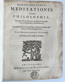 1678 RENE DESCARTES PHILOSOPHY ANTIQUE VELLUM BOUND