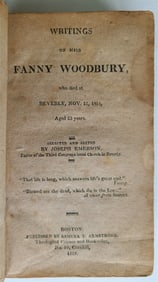 1818 WRITINGS OF FANNY WOODBURY BY JOSEPH EMERSON ANTIQUE BOSTON AMERICANA