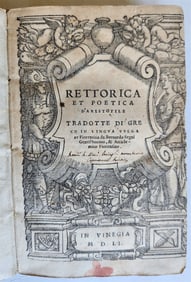 1551 ARISTOTLE ANTIQUE VELLUM BOUND RETTORICA ET POETICA D'ARISTOTILE