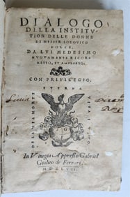 1547 DIALOGO DELLA INSTITUTION BY LODOVICO DOLCE ANTIQUE 16TH CENTURY