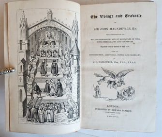1839 VOIAGE AND TRAVAILE OF SIR JOHN MAUNDEVILE ILLUSTRATED ANTIQUE