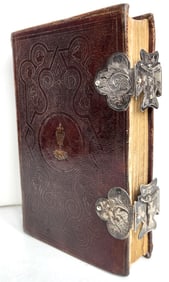 1843 DUTCH CHURCH BOOK ANTIQUE W/ SILVER CLASPS