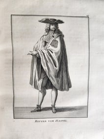 1756 ILLUSTRATED COSTUME HISTORY OF MONKS & KNIGHTS FOR BOTH SEXES ANTIQUE