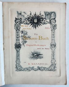 1899 ETCHINGS BY B.MANNFELD SIGNED BY AUTHOR ANTIQUE EIN SKIZZEN-BUCH