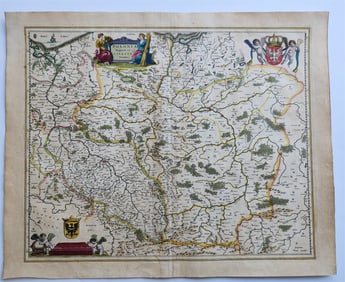1640 POLAND POLONIA SILESIA MAP BY WILLEM BLAEU ANTIQUE AUTHENTIC HAND COLORED