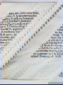 15TH CENTURY VELLUM MANUSCRIPT LEAF FROM BOOK OF PSALMS ANTIQUE