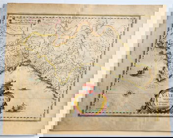 1640 MAP OF VALENTIA SPAIN BY WILLEM BLAEU ANTIQUE AUTHENTIC HAND COLORED
