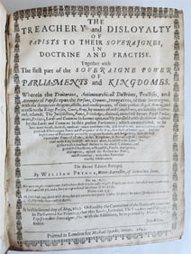 1643 TREACHERY & DISLOYALTY OF PAPISTS TO THEIR SOVEREIGNES ANTIQUE IN ENGLISH