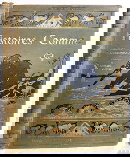 1925 CHILDREN STORIES BOOK BOOK BY KIPLING IN FRENCH ANTIQUE ILLUSTRATED: HISTOIRES COMME CA pour les petits (Stories like this for the little ones) by R. Kipling Illustrated by author Paris, Delagrave; 1925 Original decorative cloth Size 7 1/8 by 9 1/4 inches [2], 203, [