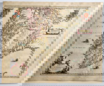 1640 MAP OF STAVANGER NORWAY BY WILLEM BLAEU ANTIQUE AUTHENTIC HAND COLORED