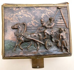 1900S UNUSUAL PHOTO ALBUM W/ DIMENTIONAL DECORATIVE METAL BINDING ANTIQUE