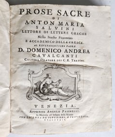1734 PROSE SACRE ANTIQUE VELLUM BOUND IN ITALIAN