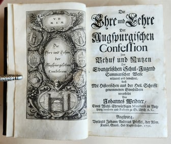 1732 ILLUSTRATED DIE EHRE UND LEHRE DER AUGSPURGISCHEN CONFESSION ANTIQUE