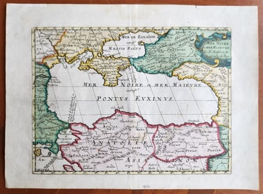 1690 MAP ANTIQUE BLACK SEA REGION RUSSIA ASIA MINOR TURKEY