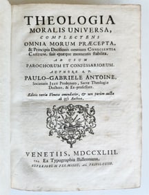 1743 THEOLOGY BY P. ANTOINE ANTIQUE VELLUM BOUND