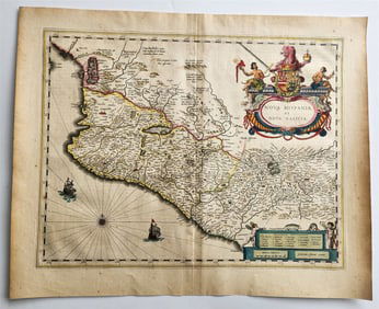 1640 MAP OF MEXICO NOVA HISPANIA BY WILLEM BLAEU ANTIQUE AUTHENTIC HAND COLORED