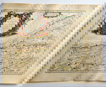 1640 MAP OF FRANCE SARLAT BY WILLEM BLAEU ANTIQUE AUTHENTIC HAND COLORED