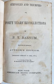 1871 STRUGGLES & TRIUMPHS 40 YEARS RECOLLECTION OF P. BARNUM ANTIQUE ILLUSTRATED