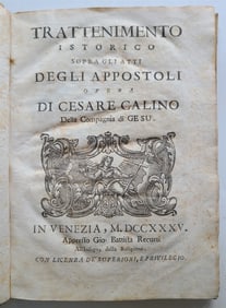 1735 TRATTENIMENTO ISTORICO SOPRA GLI ATTI DEGLI APOSTOLI ANTIQUE VELLUM BOUND