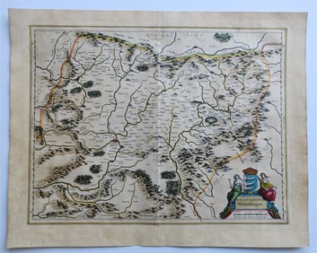 1640 TRANSYLVANIA ROMANIA MAP BY WILLEM BLAEU ANTIQUE AUTHENTIC HAND COLORED