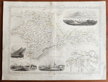 1851 THE CRIMEA RUSSIA UKRAINE ANTIQUE MAP SEBASTOPOL EUPATORIA