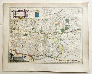 1640 MAP OF FRANCE LIONNOIS FOREST BY WILLEM BLAEU ANTIQUE AUTHENTIC HANDCOLORED