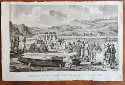 1797 ENGRAVING FROM VOYAGE DE LA PEROUSE ANTIQUE SAKHALIN RUSSIA