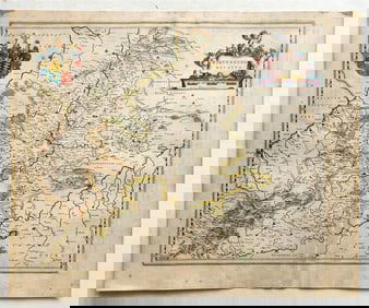 1640 MAP OF GERMANY WIRTENBERG BY WILLEM BLAEU ANTIQUE AUTHENTIC HAND COLORED